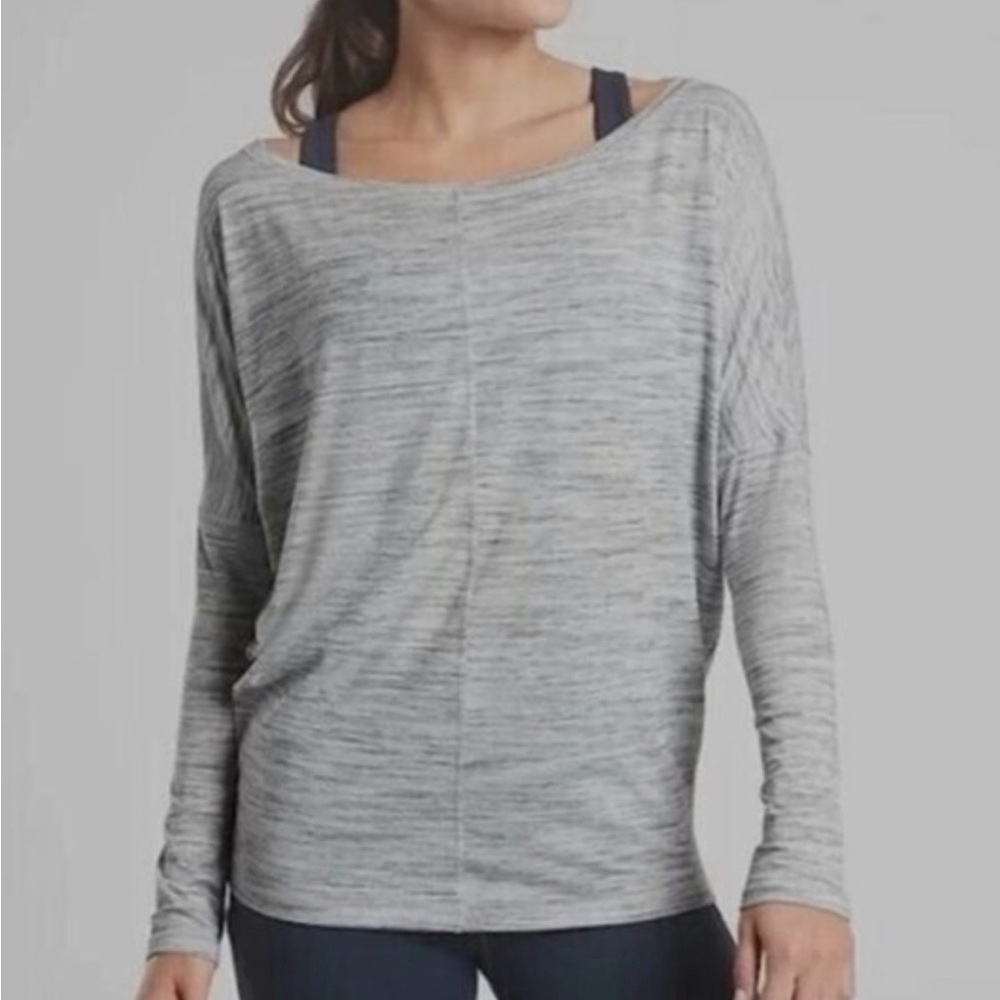 ATHLETA Flow Top Essence spadedye Shadow Grey sz Small
